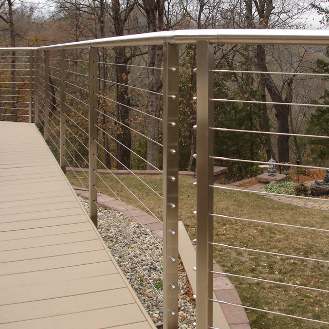 Side mounted deck cable railing