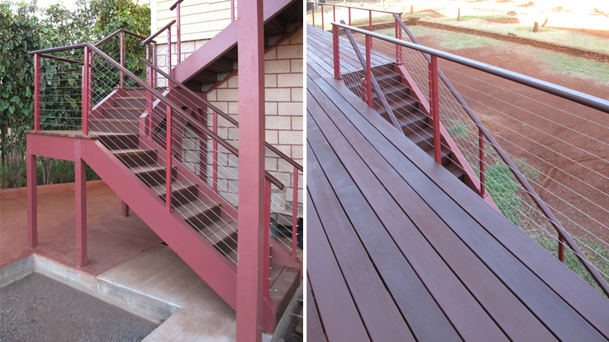 Unique powder coat colors. Stainless pink powdercoat cable railing. Powdercoat black, white, grey, brown and green railing systems are very popular.