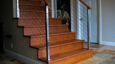 Maui stair railing Hawaii. This cable railing install was prefabricated by AGS, a popular railing manufacturer for Hawaii residents because the systems are prefabricated and shipped ready to install.