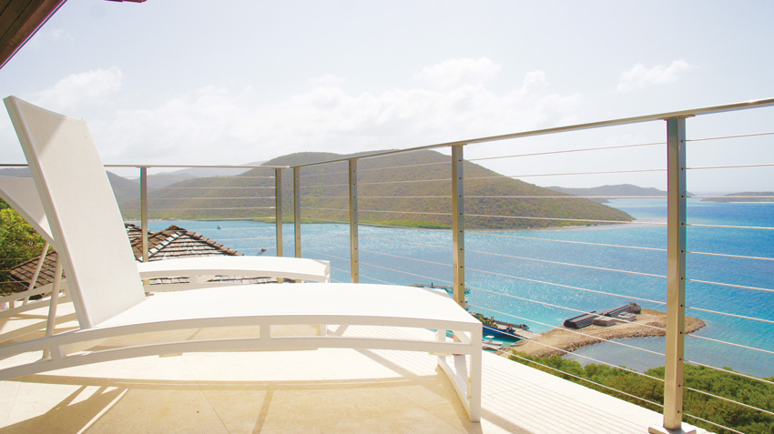 Photo of a balcony with stainless steel railing.