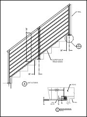 glacier glass railing details on drawing