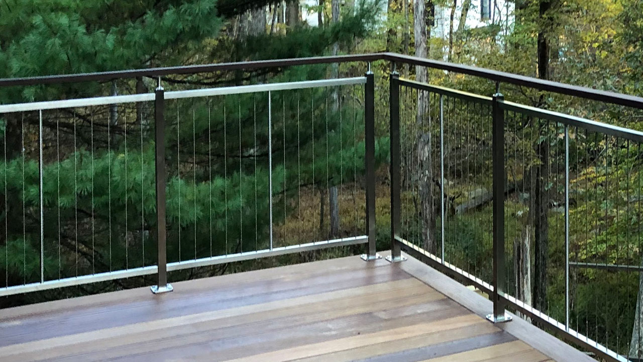 Vertical Cable Railing with Wood Handrail AGS Rainier