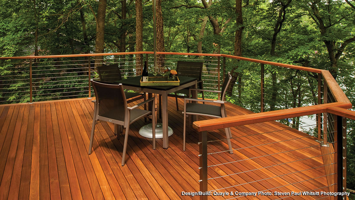 Deck Cable Railing with Wood Handrail, AGS Rainier