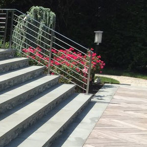 Patio Stair Rail with Traditional Flower Bed
