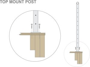 ags top mount deck railing post drawing