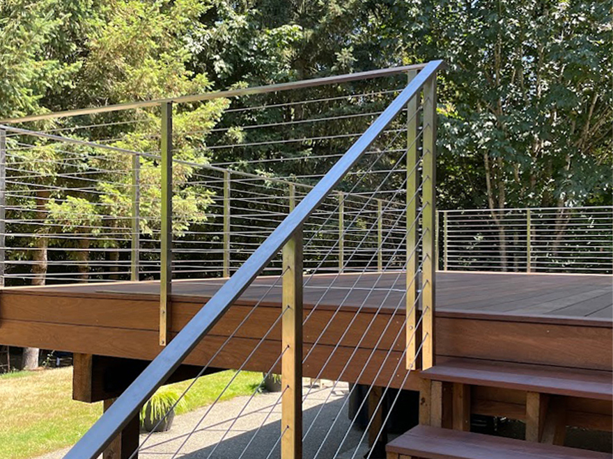 One-piece railing posts make this deck handrail simple to install.