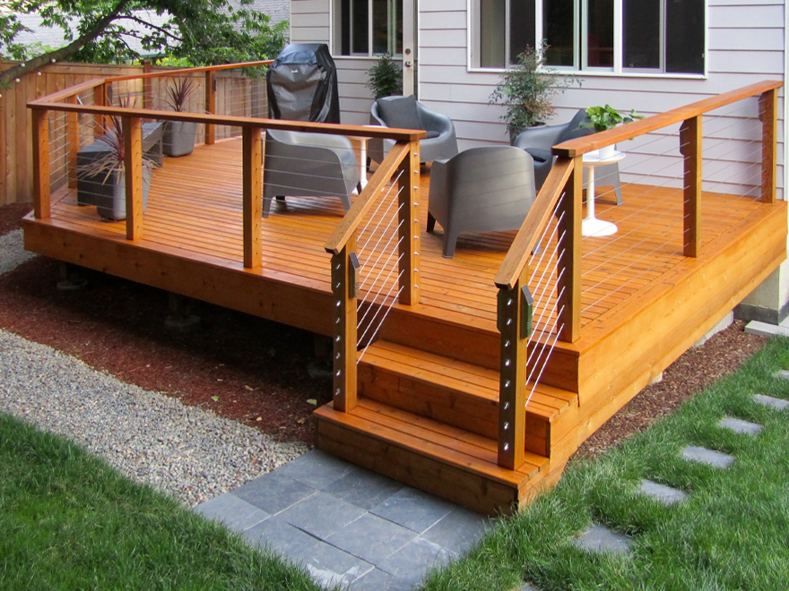 Wood deck hand rails. DIY deck hand railing project.