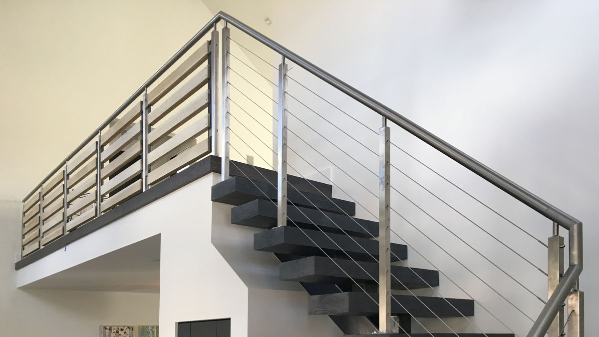 Two railing infill materials paired in one project.