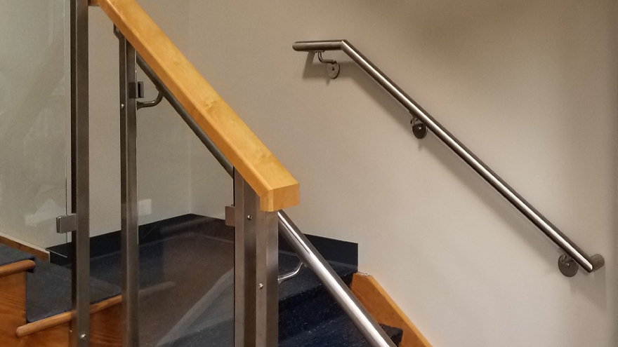 Handrail mounted on to the wall.