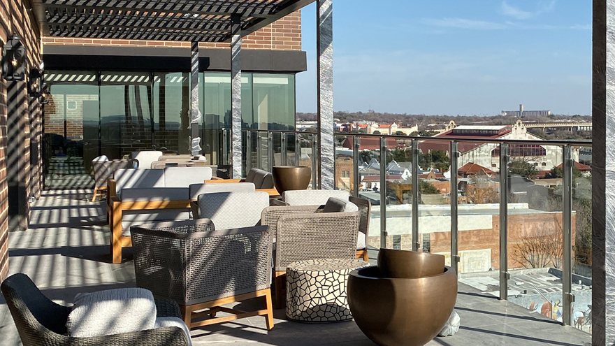 glass railing on rooftop deck