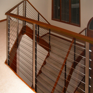 metal railing with wood handrail