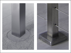 Core drill railing posts in concrete