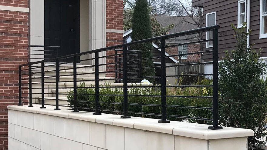 Powder coat horizontal bar railing system