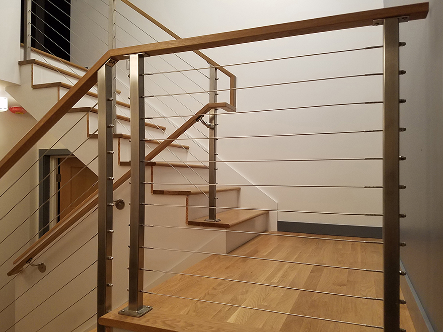 custom high-quality cable railing on stairs