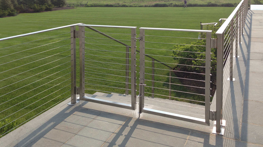 All stainless cable railing double gates
