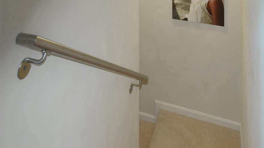Metal handrail replacement. The before and after handrail replacement looks beautiful.