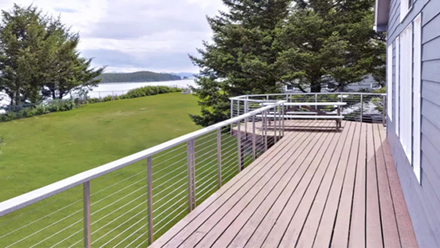 DIY easy install deck railing. Deck cable railing.