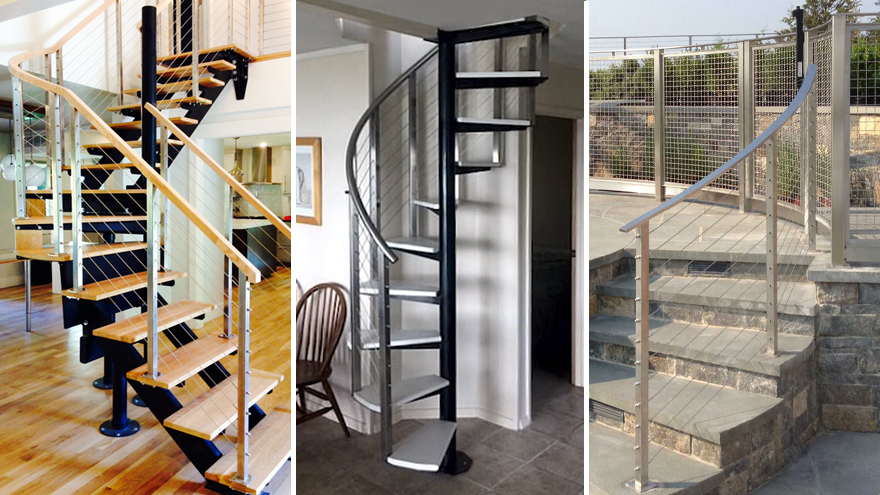 Winder stairs, spiral stairs and curved stairs.