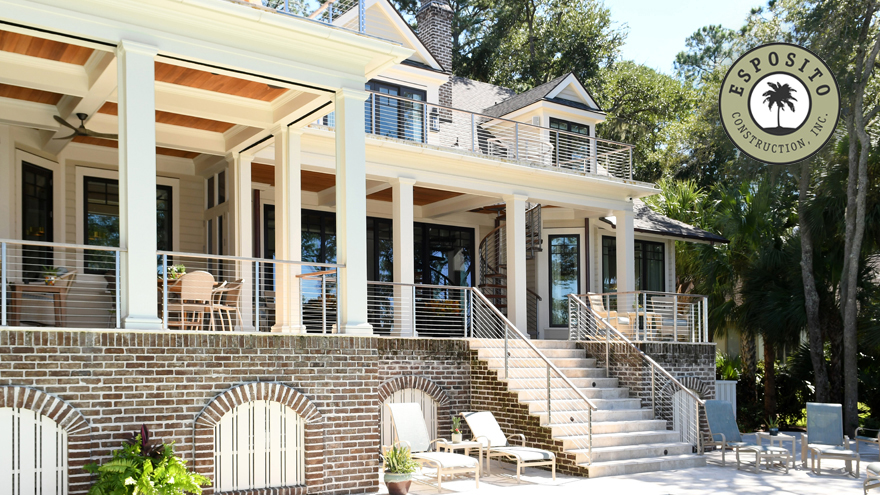 Southern Carolina back porch railing, balcony handrail and stair handrail.