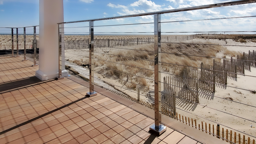 Polished railing or mirror railing is electropolished to give a very shiny appearance. Shiny handrails in luxury properties create a distinctive high end look.