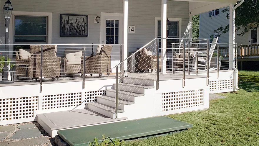 Before and after pictures of deck railing ideas for a whole house remodel.