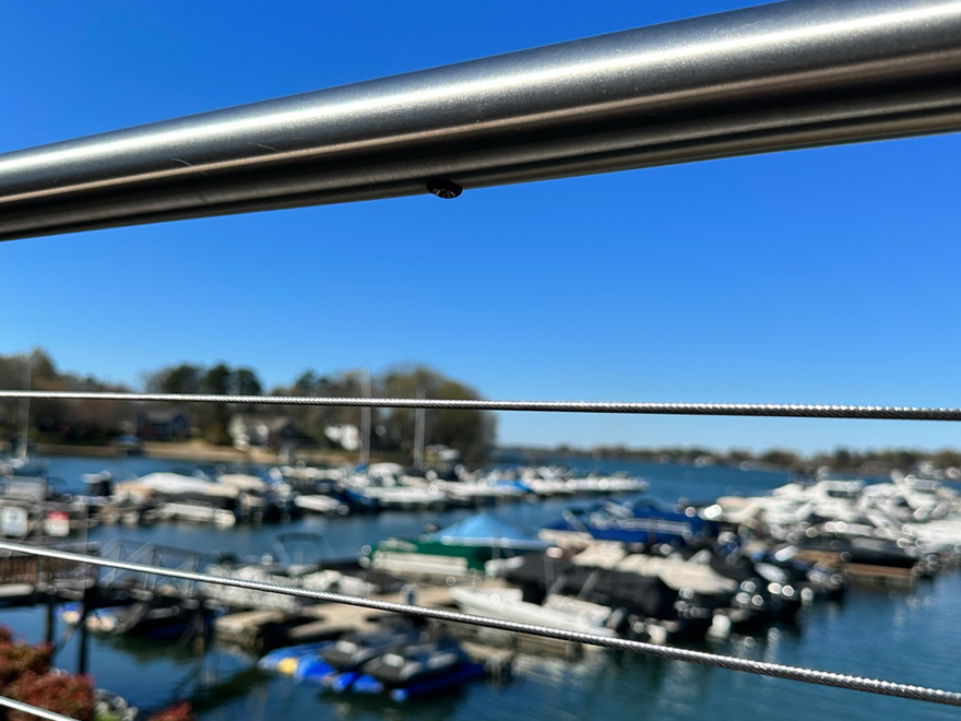 Handrail lights are built into the top rail.