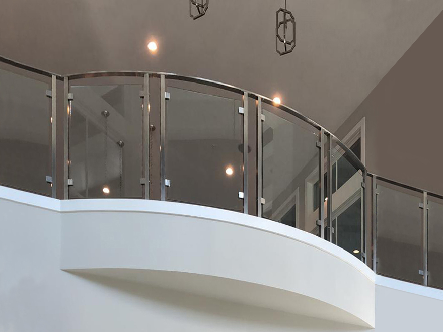Tempered glass railing is perfect for shopping centers and condos.