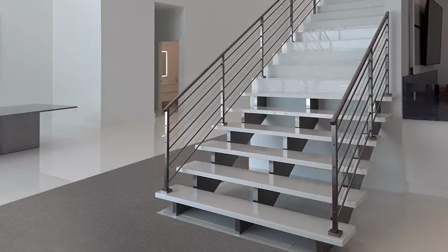 A modern staircase design and stairway remodel might include an open staircase design.