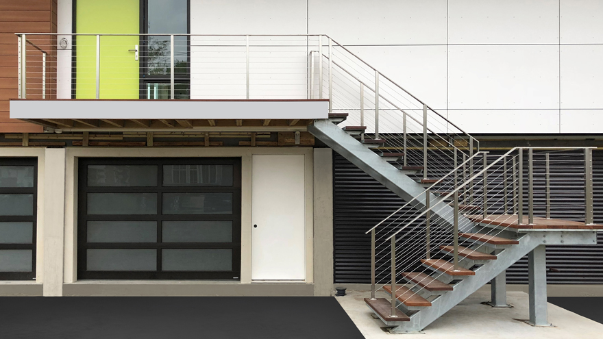 Open staircases and floating stairs are great for deck railing ideas.