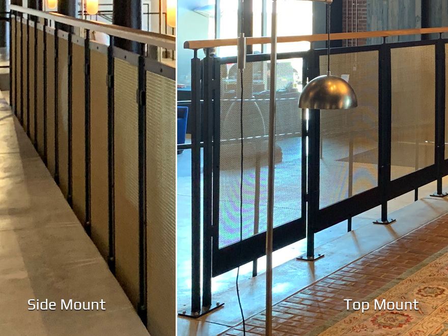 Stainless glass railing is used for a commercial railing install to create a unique railing look.