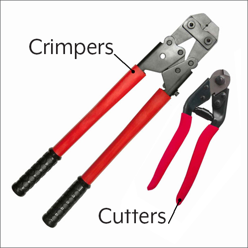 Cable cutters and cable crimpers are needed to install an AGS prefabricated railing system.