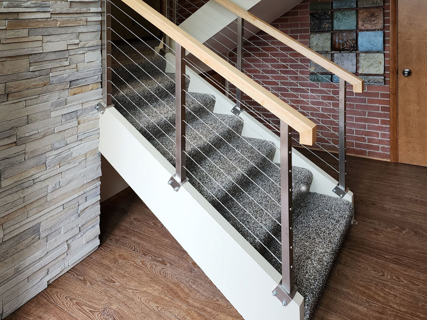 Handrails for stairs can be made from metal or wood.