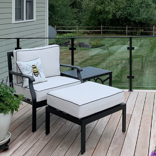 Powder coat glass railing installed in Kitsap County.