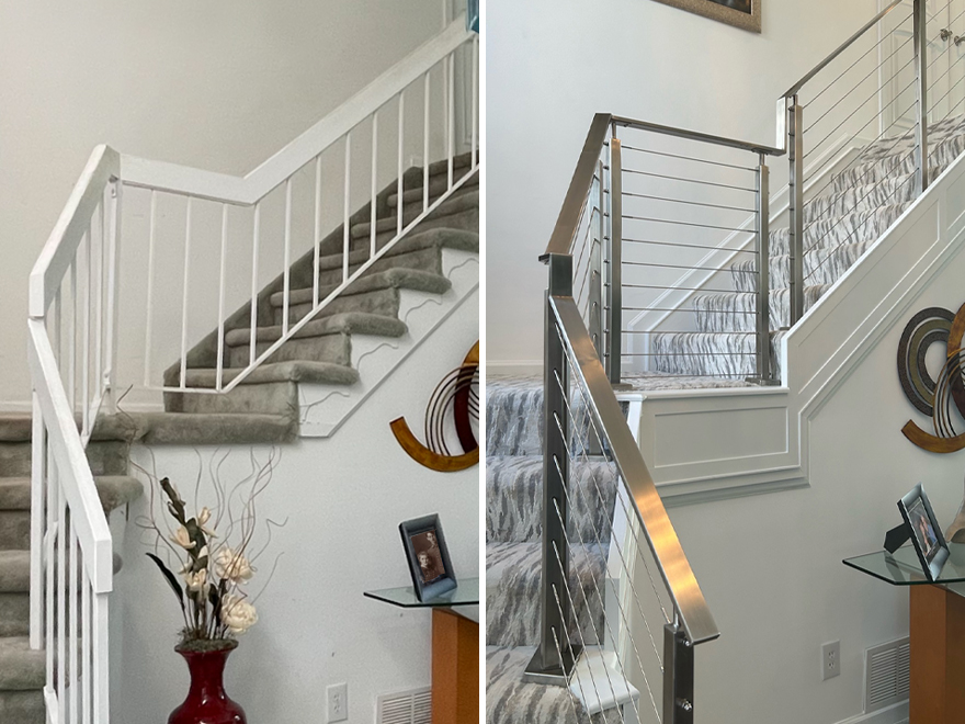 AGS manufactures prefabricated and custom railing designs, including offset railings, handrail transitions, and gooseneck top rails.