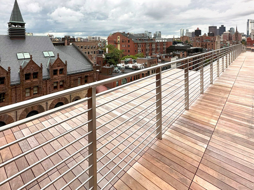 Rooftop stainless steel railing system.