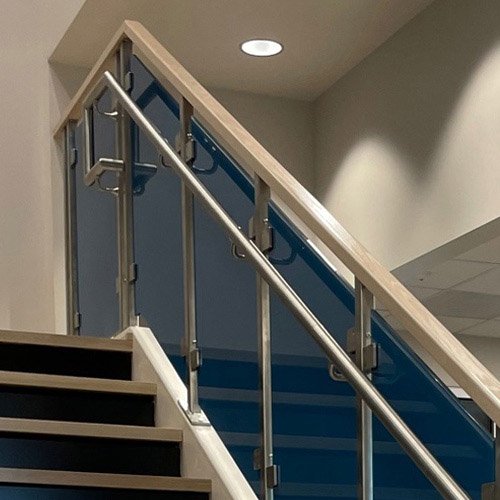 Simple glass handrailing idea. Prefabricated glass railing is easy for any contractor to install.