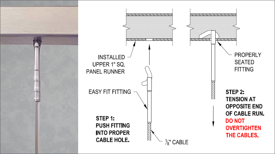 AGS Stainless vertical cable railing systems for decks infill installation drawing.