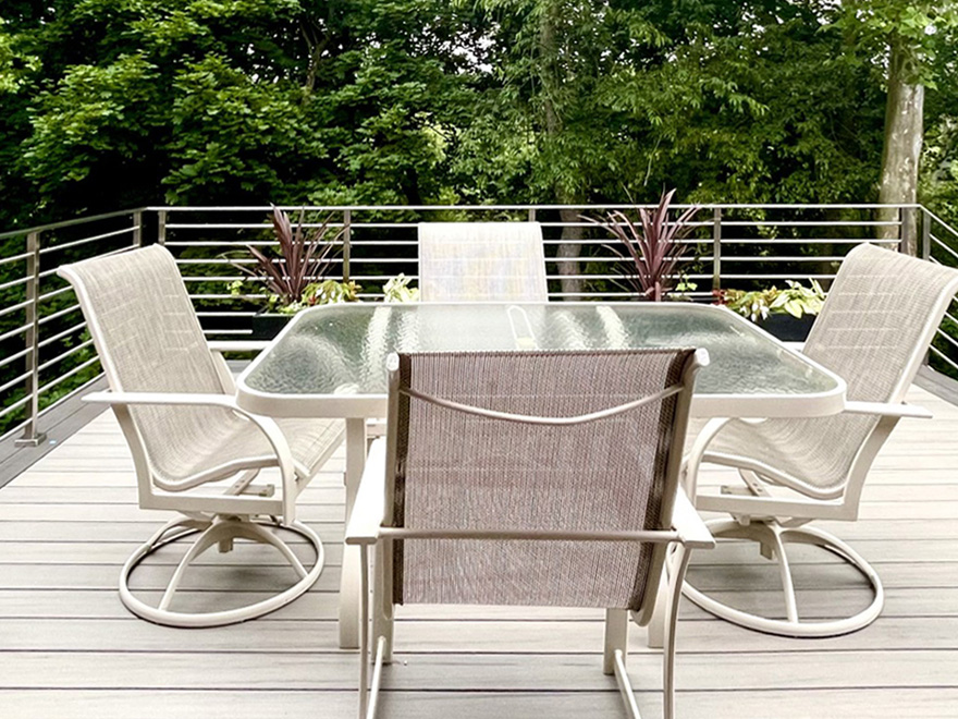 Create a deck dining area or zoned entertainment areas using patio furniture to take your outdoor space to the next level.