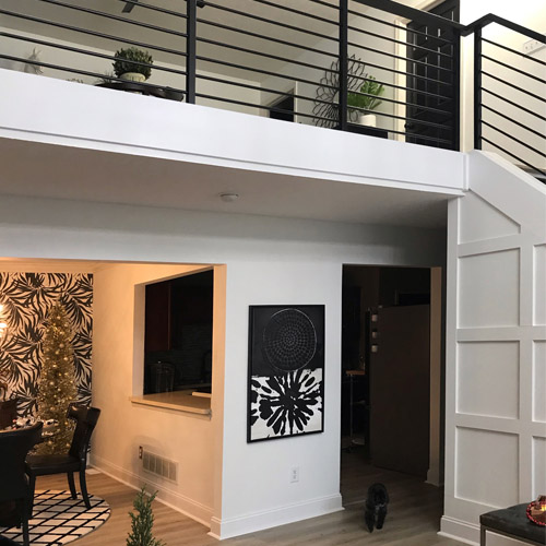 before and after railing remodel.